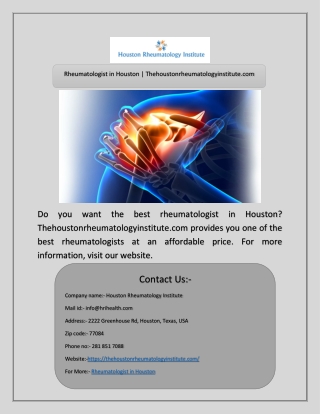 Rheumatologist in Houston | Thehoustonrheumatologyinstitute.com