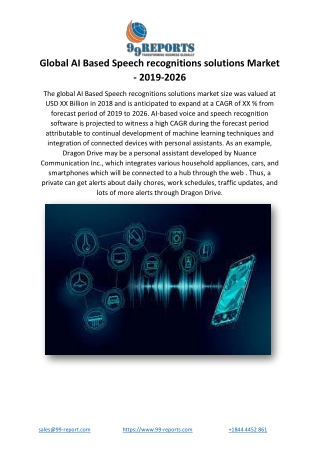 Global AI Based Speech recognitions solutions Market - 2019-2026