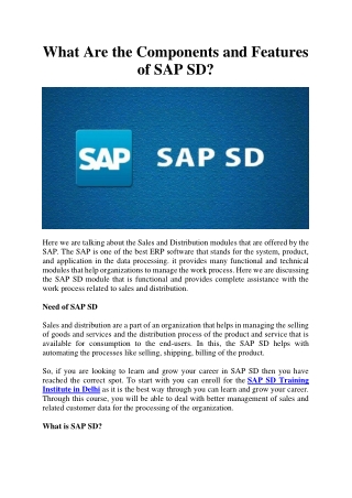 What Are the Components and Features of SAP SD?