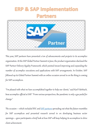 ERP & SAP Implementation Partners