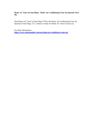 Home AC Tune Up San Diego, CA | Air Conditioning Tune Up Services Near Me