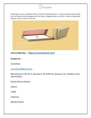 Custom Cardboard Online Jakarta | Customboxid.com