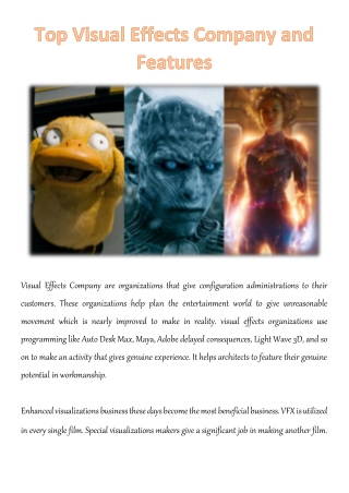 Top Visual Effects Company and Features