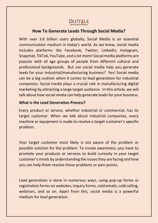 How To Generate Leads Through Social Media