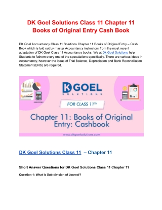DK Goel Solutions Class 11 Chapter 11 Books of Original Entry Cash Book
