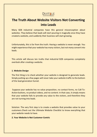 The Truth About Website Visitors Not Converting into Leads
