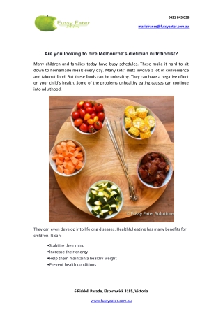 Looking to hire Melbourne’s dietician nutritionist?