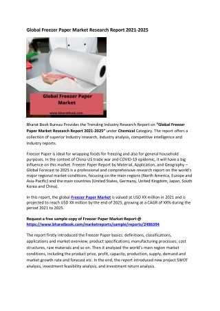 Global Freezer Paper Market Research Report 2021-2025