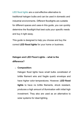 How to choose the correct led flood lights for your home？ — ultimate guide
