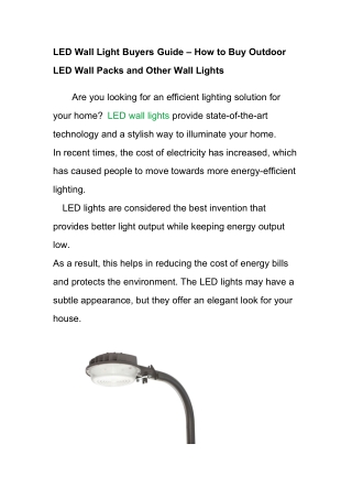 Led Wall Light Buyer’s Guide and Wall Pack Information-Step by Step
