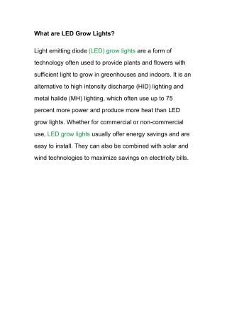 What are LED Grow Lights
