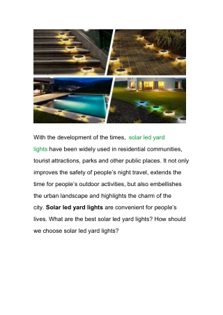 What Are the Best Solar LED Yard Lights