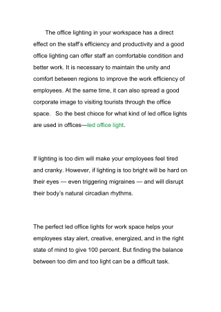 What kind of led office lights are used in offices