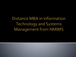 Distance MBA in Information Technology and Systems Management