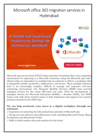 Microsoft office 365 migration services in Hyderabad