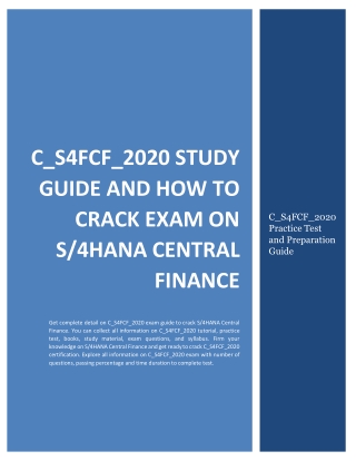 C_S4FCF_2020 Study Guide and How to Crack Exam on S/4HANA Central Finance