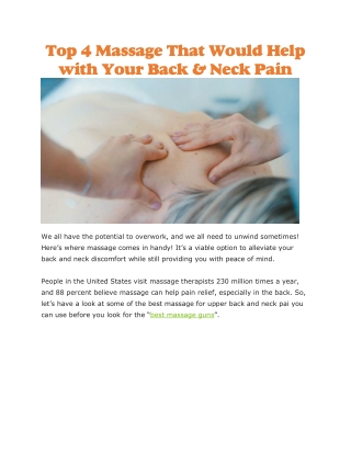 Best massage for upper back and neck pain