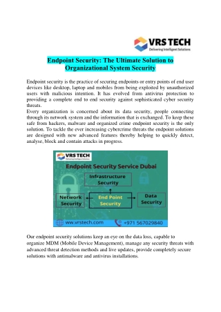 Know Some of the Benefits of Endpoint Security Management Dubai