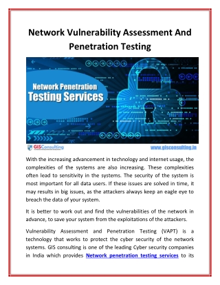 Network Vulnerability Assessment And Penetration Testing