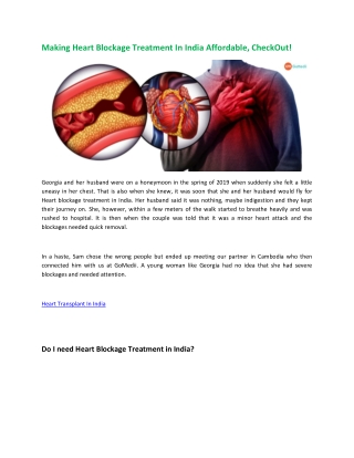Making Heart Blockage Treatment In India Affordable, CheckOut!-converted