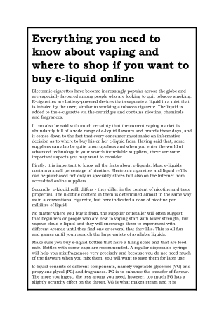 Everything you need to know about vaping and where to shop if you want to buy e-liquid online