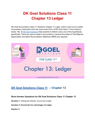DK Goel Solutions Class 11  Chapter 13 Ledger