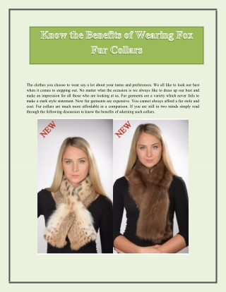 Know the Benefits of Wearing Fox fur collars