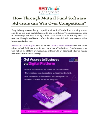 How Through Mutual Fund Software Advisors can Win Over Competitors