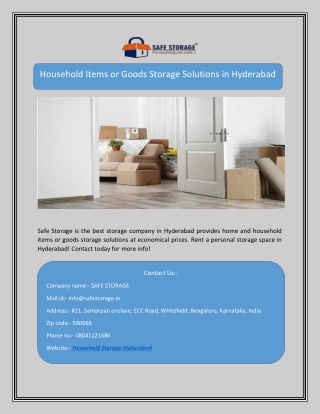 Household Items or Goods Storage Solutions in Hyderabad