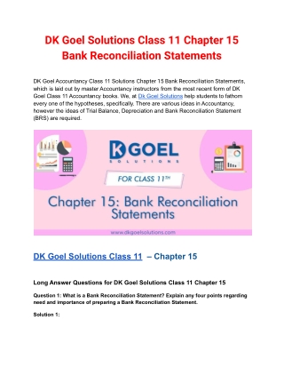 DK Goel Solutions Class 11 Chapter 15 Bank Reconciliation Statements