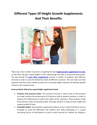 Different Types Of Height Growth Supplements And Their Benefits