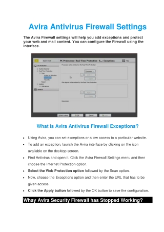 Avira Firewall Settings | Get Demonstrative Guidelines