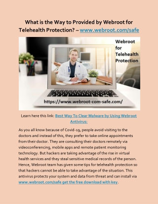 What is the Way to Provided by Webroot for Telehealth Protection?
