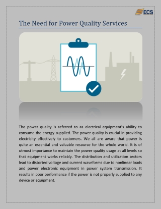 The Need for Power Quality Services
