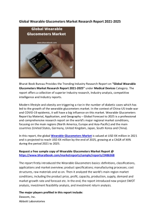 Global Wearable Glucometers Market Research Report 2021-2025