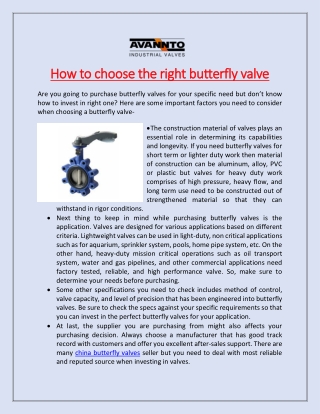 How to choose the right butterfly valve
