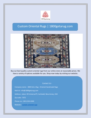 Custom Oriental Rugs | 1800getarug.com