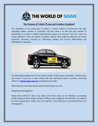 The Purpose of Vehicle Wraps and Graphics Explained