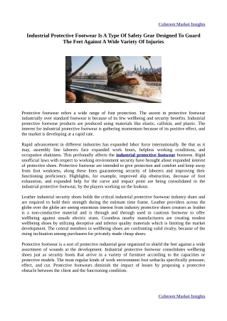 Prominent Industrial Protective Footwear Manufacturers Are Recognizing Industrie