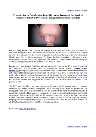 Prostatic Artery Embolization Is More Effective Than Surgical Prostate Gland