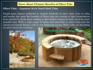 Ultimate Benefits of Using Ofuro Tubs - Northern Lights Cedar Tubs