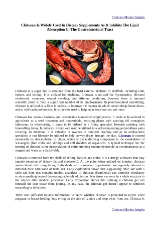Chitosan Is Broadly Used In Wastewater Treatment Due To Its Biodegradability