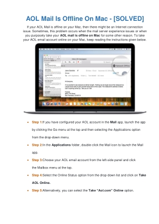 How To Solve AOL Mail Is Offline On Mac | Mail Settings