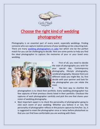 Choose the right kind of wedding photographer
