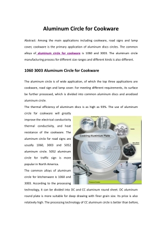 Aluminum Circle for Cookware