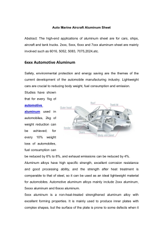 Auto Marine Aircraft Aluminum Sheet