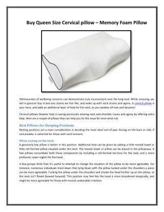 Buy Queen Size Cervical pillow-memory foam pillow
