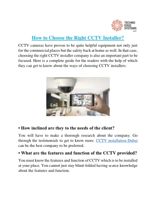 How to Choose the Right CCTV Installer?