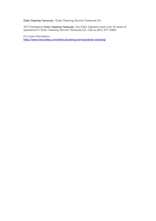 Drain Cleaning Temecula - Drain Cleaning Service Temecula CA