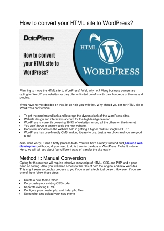 How to convert your HTML site to WordPress